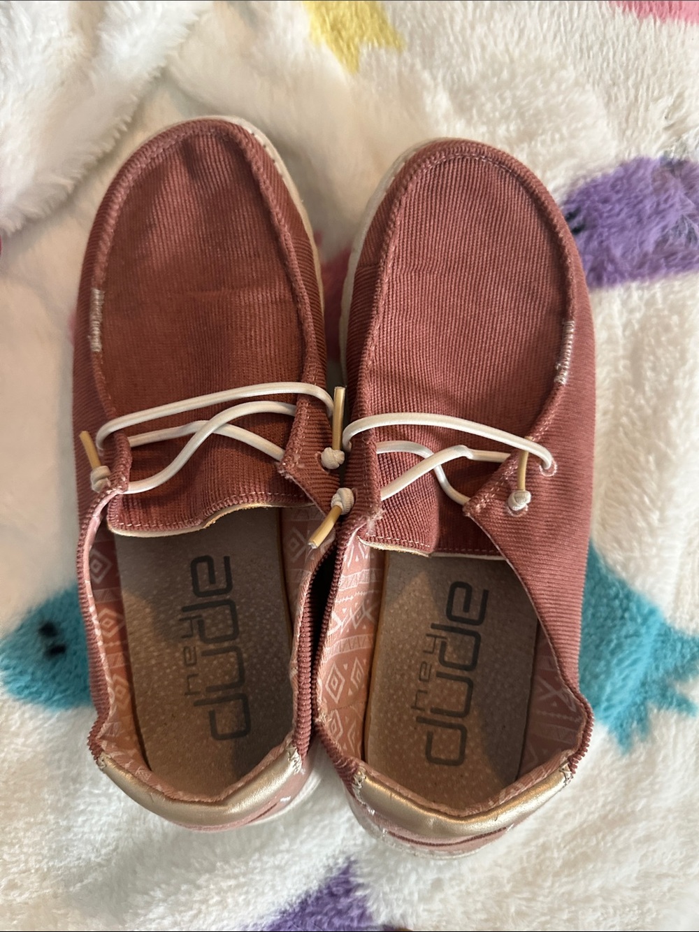 Hey Dude Canvas Slip-Ons in Dusty Rose with White Laces